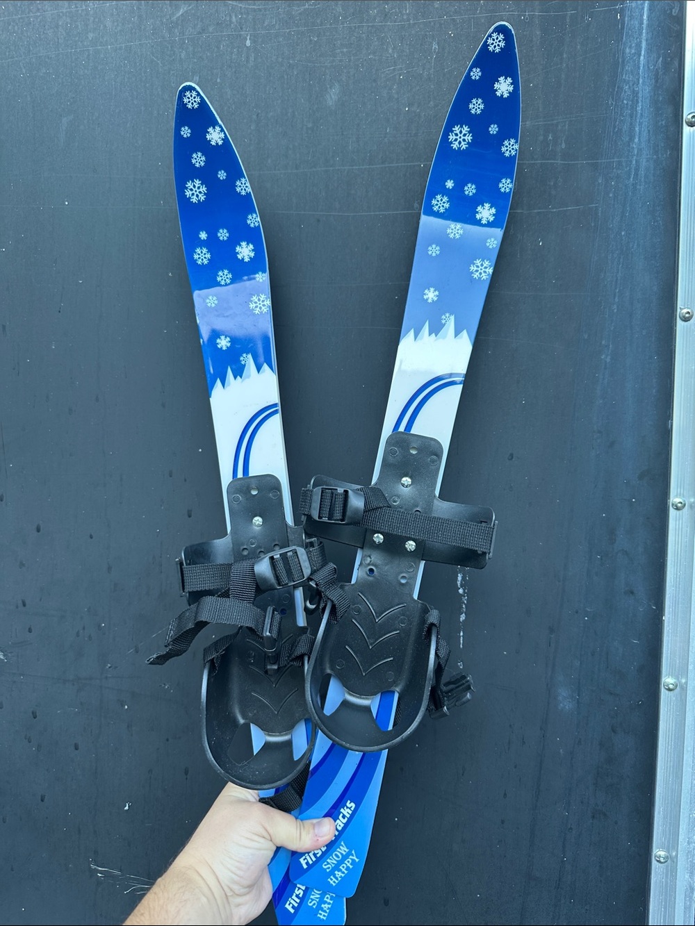 Kids Blue Snow Skis with Adjustable Black Straps